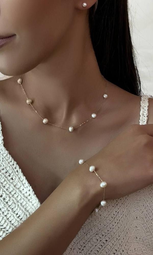 نیم ست مروارید پرورشی