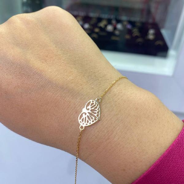 دستبند طلا قلب لیزری