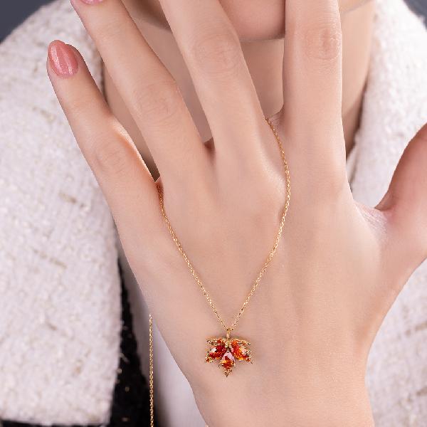 پلاک طلا مدل برگ پاییزی