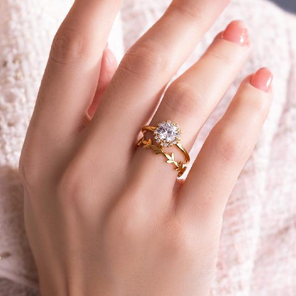 انگشتر طلا طرح برگ زیتون